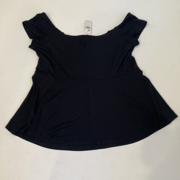 Lane Bryant Short Sleeve Blk Off Shoulder Peplum Pleat Top Stretch NWT Sz 18/20 - Picture 13 of 14